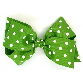 Green (Apple Green) Polka Dots Bow - 6 Inch